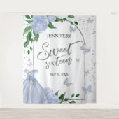 甘い16バターフリスダスティブルーガウン背景 タペストリー (正面)