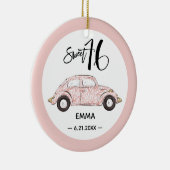 甘い16バラピンクフォトネームセラミックオーナメント セラミックオーナメント (右)