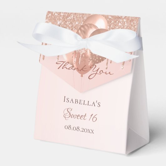 甘い16バラ金ゴールドグリッタードリップバルーン感謝していユーザ フェイバーボックス (正面サイド)