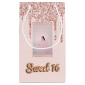 甘い16バラ金ゴールドグリッタードリップフォト スモールペーパーバッグ (裏面)