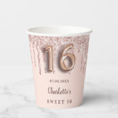 甘い16バラ金ゴールドグリッタードリップモノグラム 紙コップ (裏面)