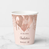 甘い16バラ金ゴールドグリッターバルーン16歳の誕生日 紙コップ (裏面)