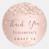 甘い16バラ金ゴールドグリッター感謝していダストユーザ ラウンドシール (正面)