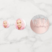 甘い16バラ金ゴールドグリッター銀写真 コンフェッティ (裏面)