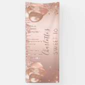 甘い16バラ金ゴールドピンクのドリップバルーンへようこそ 横断幕 (縦)