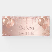 甘い16バラ金ゴールドピンクのドリップバルーンへようこそ 横断幕 (横)