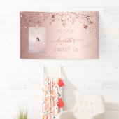 甘い16バラ金ゴールドピンクの星写真 横断幕 (インサイチュ)