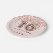 甘い16バラ金ゴールドピンクの滴 ペーパープレート (アングル)