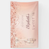 甘い16バラ金ゴールドピンクバレリーナシューズへようこそ 横断幕 (縦)