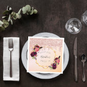 甘い16バラ金ゴールドピンク幾何学的グリッター名 スタンダードカクテルナプキン