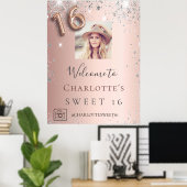 甘い16バラ金ゴールドフォトシルバーグリッターへようこそ ポスター (ホームオフィス)