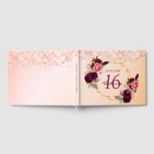 甘い16バラ金ゴールドフローラ幾何学的ブルゴーニュ ゲストブック (全面)