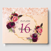 甘い16バラ金ゴールドフローラ幾何学的ブルゴーニュ ゲストブック (正面)