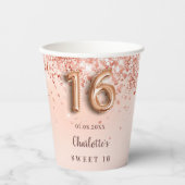 甘い16バラ金ゴールド紙吹雪名 紙コップ (正面)