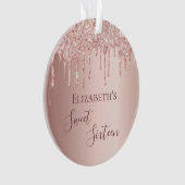 甘い16バラ金ゴールド赤面グリッタードライブ名 オーナメント (正面)