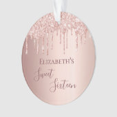 甘い16バラ金ゴールド赤面グリッタードライブ名 オーナメント (正面)