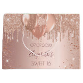 甘い16バラ金ゴールド赤面グリッターバルーン ラージペーパーバッグ (正面)