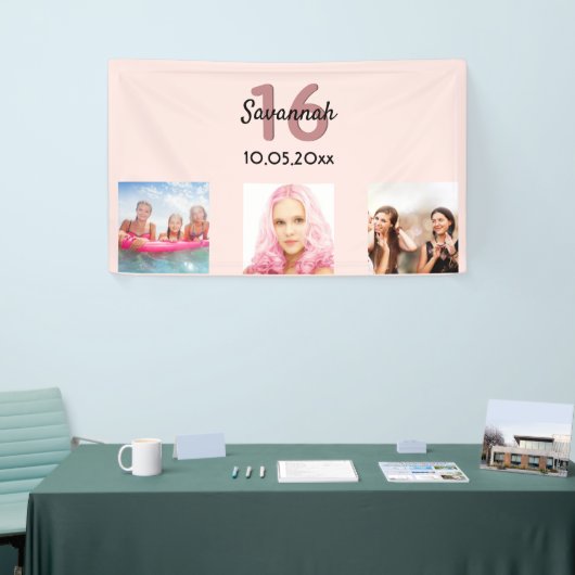 甘い16バラ金ゴールド赤面名ようこそ 横断幕 (トレードショー)