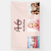 甘い16バラ金ゴールド赤面名ようこそ 横断幕 (縦)