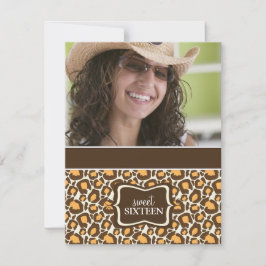 甘い16バースデーパーティ招待状{アニマルプリント} 招待状