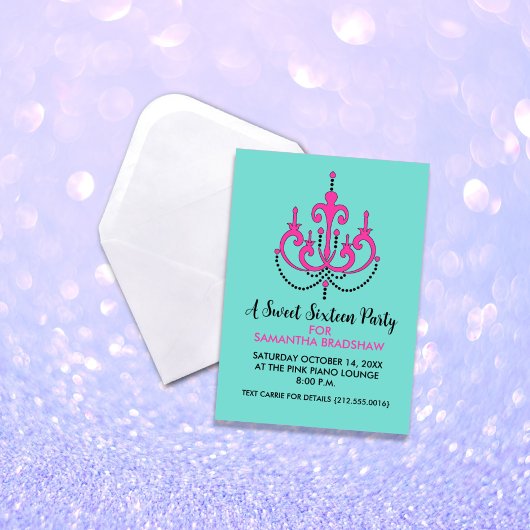 甘い16バースデーパーティ招待状(ティール(緑がかった色)) 招待状