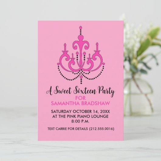 甘い16バースデーパーティ招待状(ピンク) 招待状 (スタンド正面)