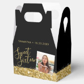 甘い16パーソナライズされたフォトブラック金ゴールド フェイバーボックス (オープン)