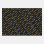 甘い16パーソナライズされた写真名ピンクブラック ラッピングペーパーシート (正面3)