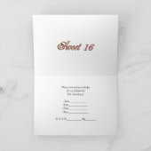 甘い16パーティの招待状ピンクの蘭 招待状 (内部)