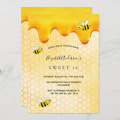 甘い16パーティーハニカム甘いでこぼこ蜂 招待状 (正面/裏面)