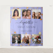 甘い16パーティーバイオレット金ゴールド写真コラージュ タペストリー (正面)