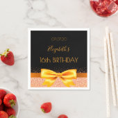 甘い16パーティーブラック金ゴールド名 スタンダードカクテルナプキン (インサイチュ)