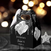 甘い16パーティーブラック銀グリッターは風船を乾燥 フェイバーボックス