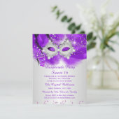 甘い16パーティーマスクパープルシルバーマスカレード 招待状 (スタンド正面)