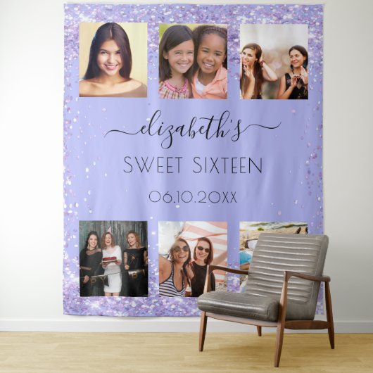 甘い16パーティーラベンダーフォトコラージュ タペストリー (インサイチュ)