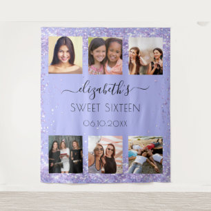 甘い16パーティーラベンダーフォトコラージュ タペストリー