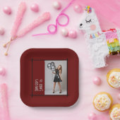 甘い16パーティー紙ナプキンブルゴーニュ赤黒 ペーパープレート (パーティー)