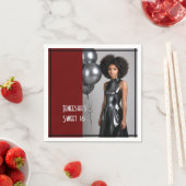 甘い16パーティー紙ナプキンレッドブラック スタンダードカクテルナプキン (インサイチュ)