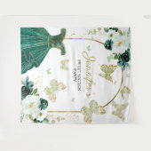 甘い16パーティー背景 – 蝶フローラドレス タペストリー (正面(横))