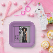 甘い16パーティー薄紫紫の黒いカスタム写真 ペーパープレート (パーティー)