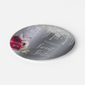 甘い16パーティー銀フローラブルゴーニュ ペーパープレート (アングル)