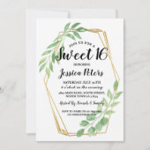 甘い16パーティー離れ金ゴールドフレーム夏招待状 招待状 (正面)