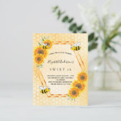 甘い16パーティー黄色ひまわり夏の招待 ポストカード (スタンド正面)