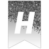 甘い16パーティー、シックなブラックグリッター&4枚の写真 バンティングフラッグ (第2の旗)