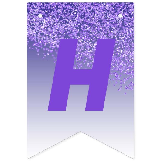 甘い16パーティー、秋の紫のグリッターと4枚の写真 バンティングフラッグ (第2の旗)