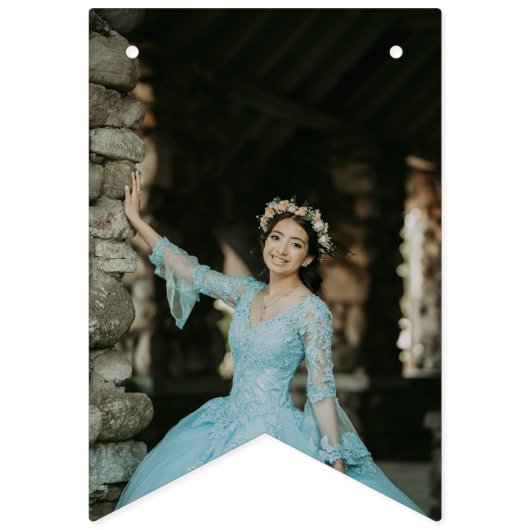 甘い16パーティー、落下グリーングリッターと4枚の写真 バンティングフラッグ (第1の旗)