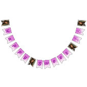 甘い16パーティー、落下ピンクのグリッターと4枚の写真 バンティングフラッグ (全)