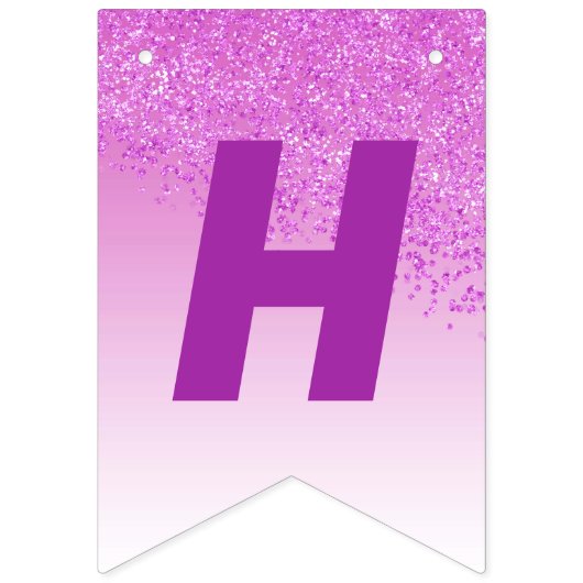 甘い16パーティー、落下ピンクのグリッターと4枚の写真 バンティングフラッグ (第2の旗)