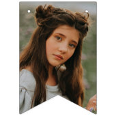 甘い16パーティー、落下ピンクのグリッターと4枚の写真 バンティングフラッグ (第1の旗)