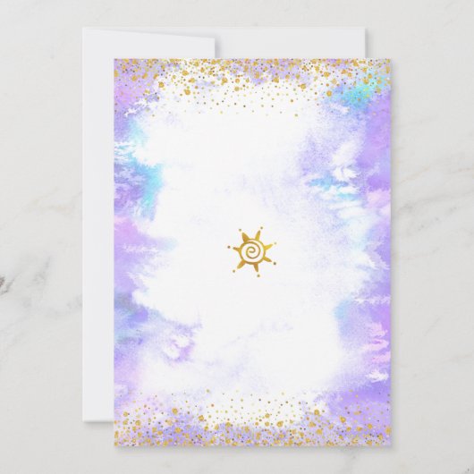 甘い16パープルウォーター色の金ゴールドガーリー誕生日 招待状 (裏面)